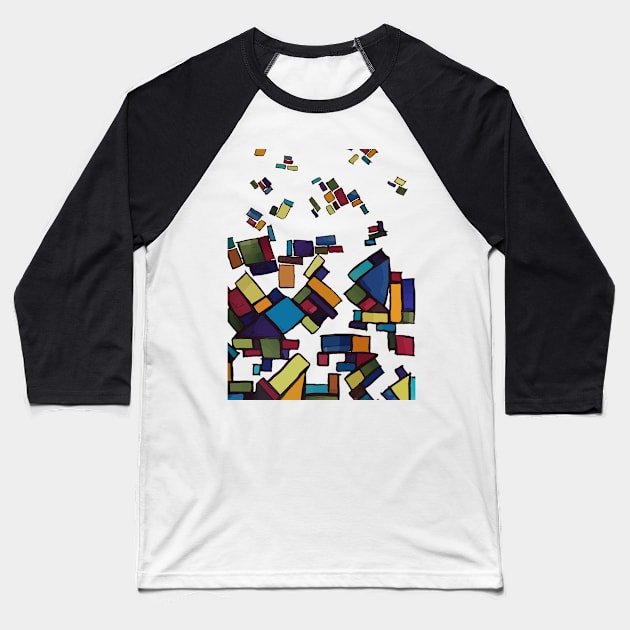 Abstract blocks illustrated to seem like they are falling down to the ground. Baseball T-Shirt by WelshDesigns